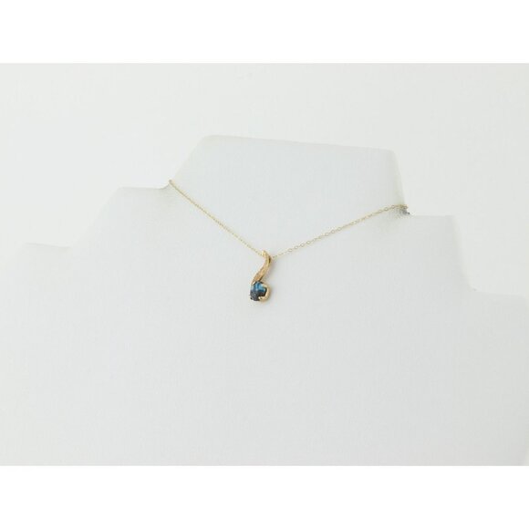 14k Yellow Gold Natural Turquoise Necklace 18 1/2" Chain Dainty Delicate - Picture 6 of 7